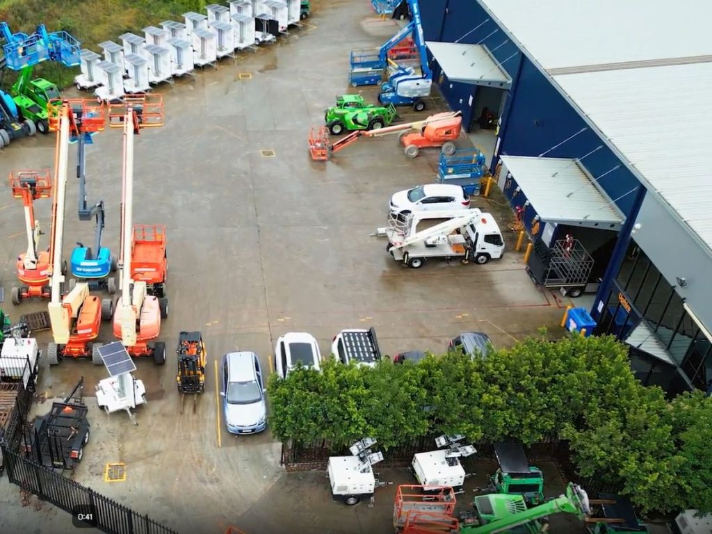 Uphire equipment, such as these lifts and cherry pickers, are tracked and managed using Inauro’s AI workflow automation technology