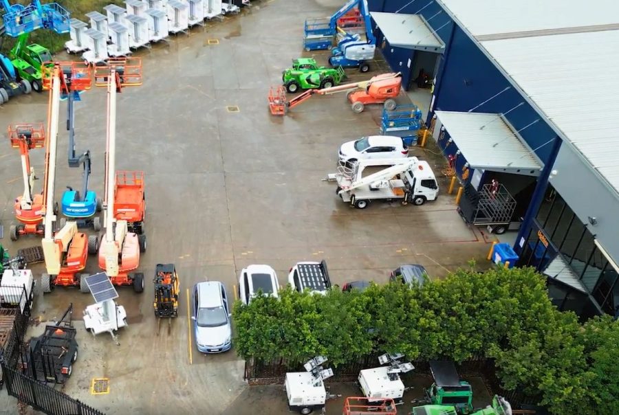 Uphire equipment, such as these lifts and cherry pickers, are tracked and managed using Inauro’s AI workflow automation technology