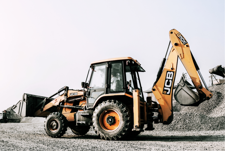 A JCB machine in the field